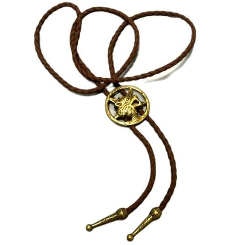 NWT Western Style Fox Head, Bronze Color, Bolo Tie, Necktie, Unisex